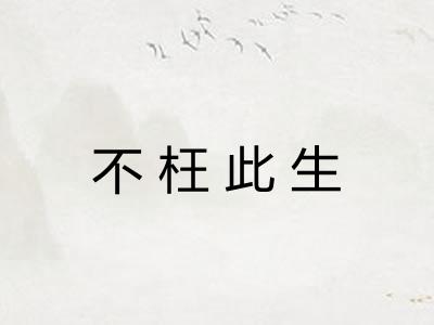 不枉此生