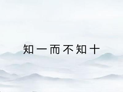 知一而不知十