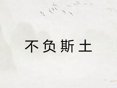 不负斯土