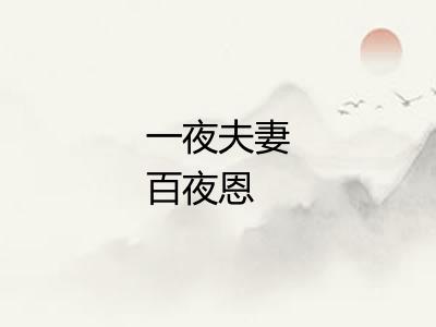 一夜夫妻百夜恩