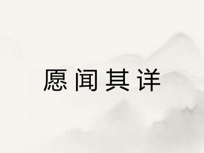 愿闻其详