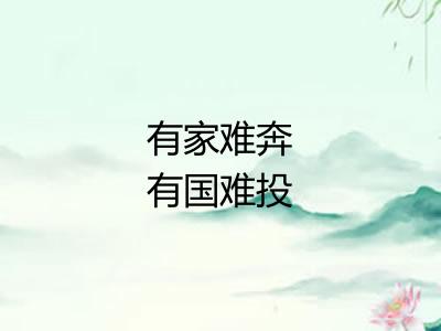 有家难奔有国难投