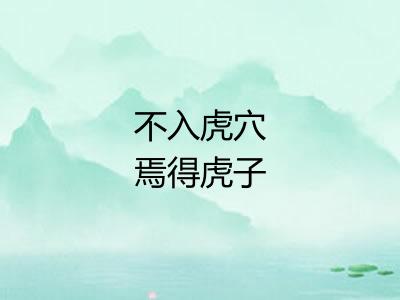 不入虎穴焉得虎子